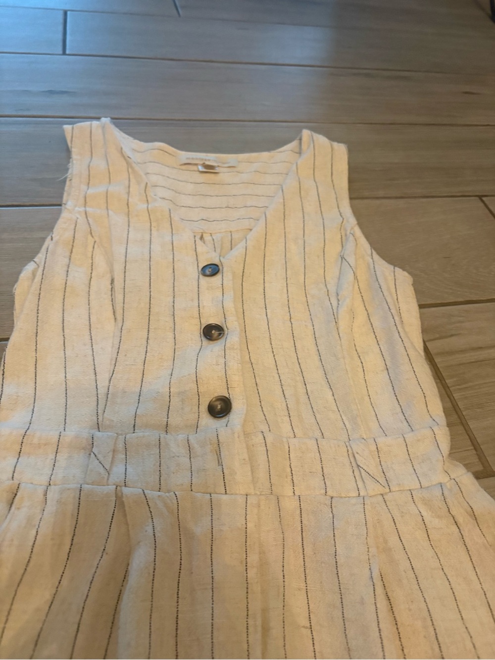 Monteau Cream and Navy Striped Cropped Jumpsuit